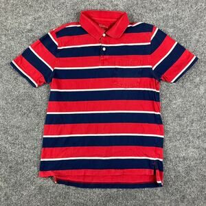 John Bay Polo Shirt Mens M Red Blue Striped Short Sleeve Casual Cotton